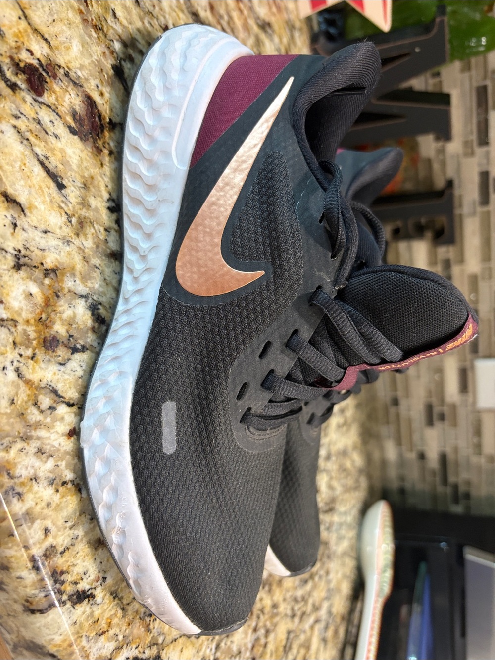 Nike Revolution 5 Women’s Running Shoes Size 7 Black/Burgundy Athletic Sneakers